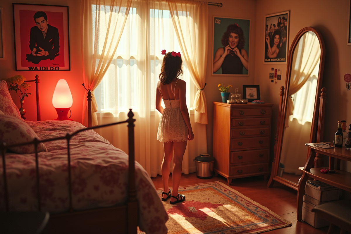 Chambre vintage de 1996 avec posters et décor nostalgique