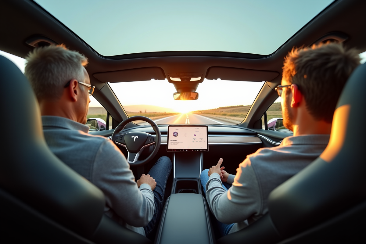 Groupe divers de propriétaires Tesla lors d un essai en intérieur